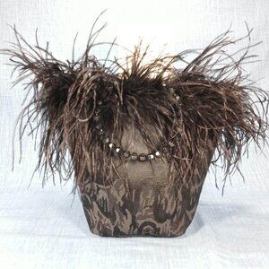 1960's Vintage Black Brocade Maribu Trimmed Purse